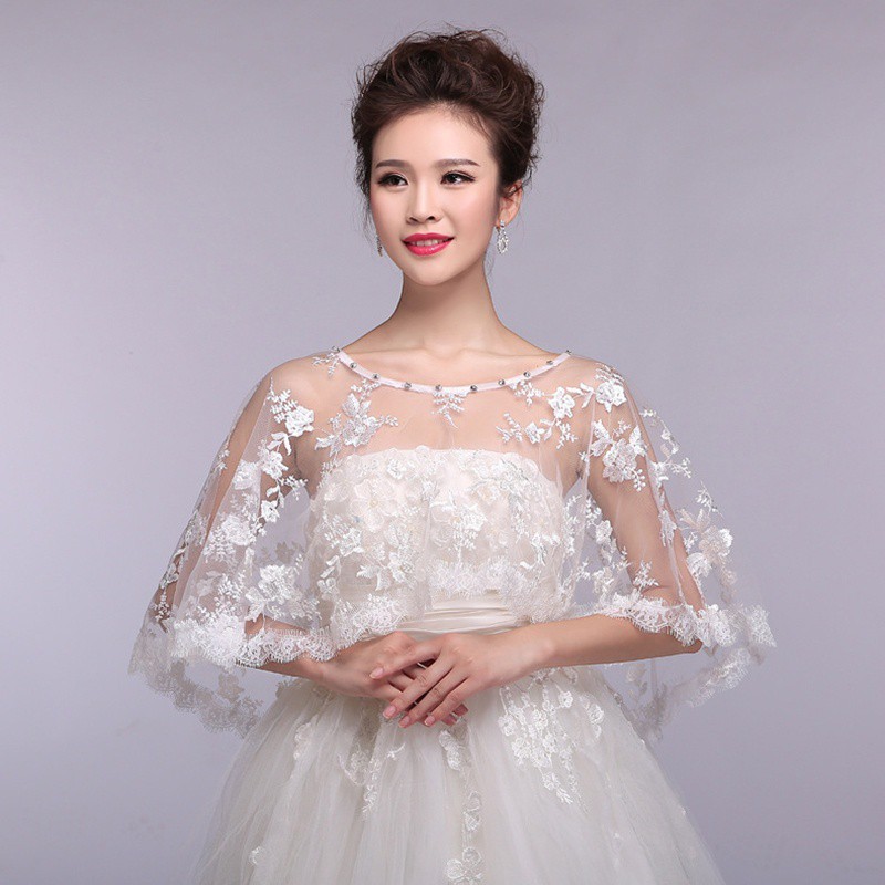 Elegant Ivory Bridal Lace Women Shawls Wedding Accessories