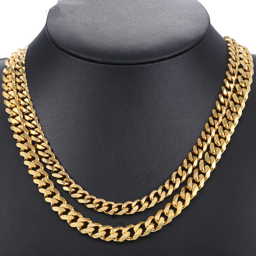 HIP HOP Stainless Steel Vacuum Plating 18K Gold Cuban Chain Necklace ...