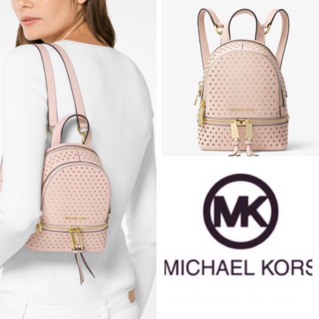 Michael Kors Rhea Zip Backpack grained cow leather light brown