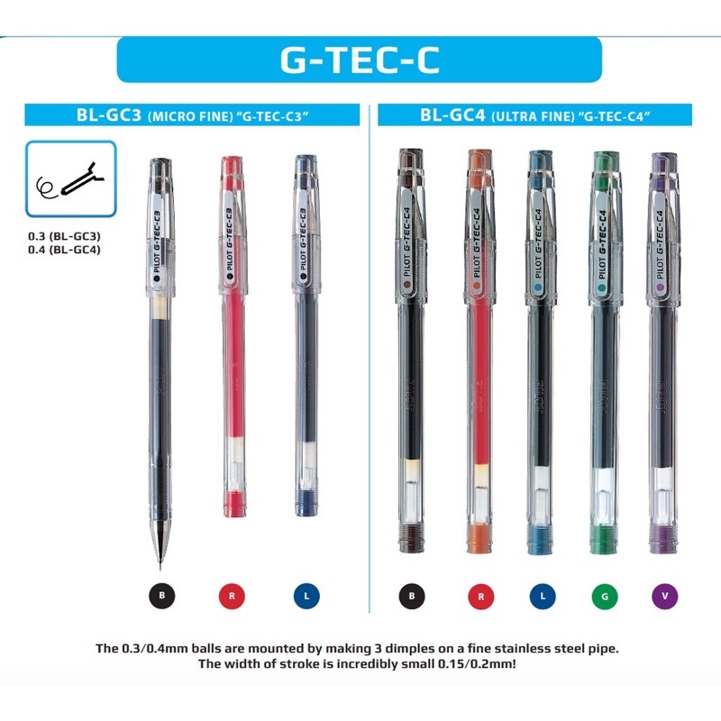 AUTHENTIC Pilot Gtec Signpen 0.3 and 0.4 Gtech GTec Pen Gel Signpen