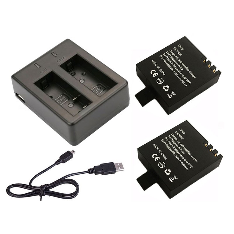 Battery Dual Charger + 2Pcs 1000mAh new GitUP Backup Rechargeable Lion