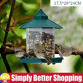 Green Pavilion Bird Feeder Waterproof Wild Bird Hanging Feeder