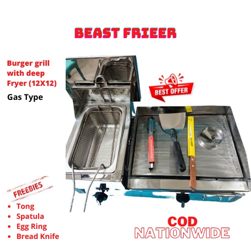 burger grill with fryer [on hand] burger grill with fryer and steamer