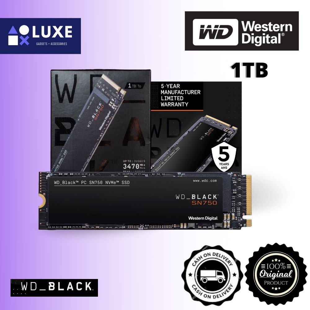 Western Digital Wd Black Sn750 1tb Nvme M 2 1tb Ssd Wds100t3x0c Shopee Philippines