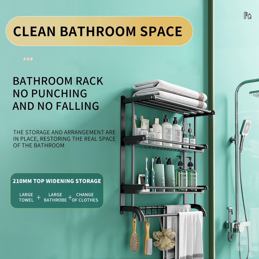 1/2/3 Layer Bathroom Organizer stainless Storage Rack bathroom Wall