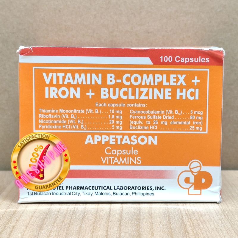 APPETASON Vitamin + Iron + Buclizine HCI 100 Capsules