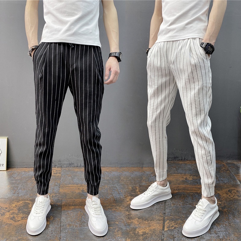 slim striped pants