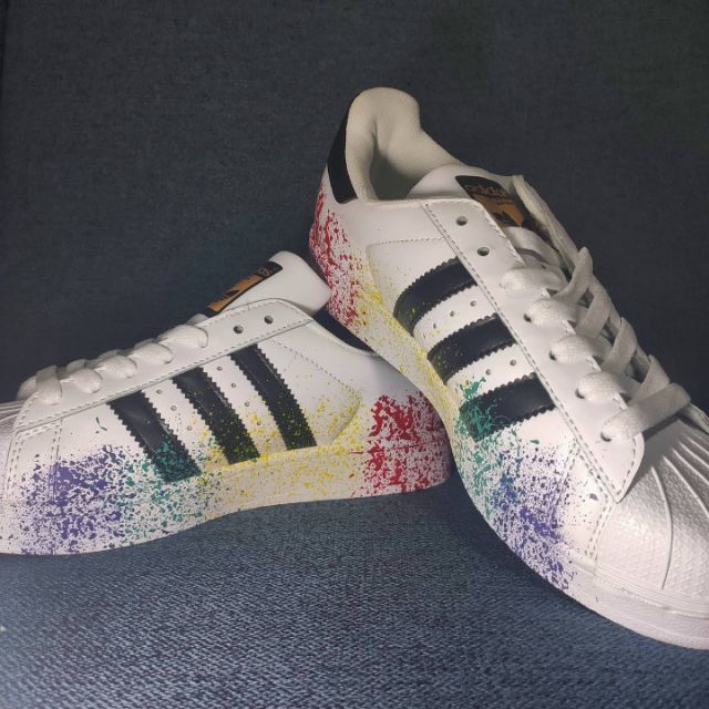 adidas originals superstar rainbow paint splatter