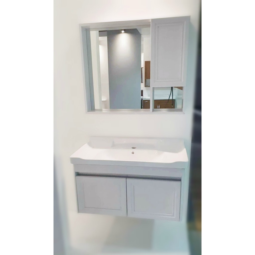 Aluminum Bathroom Vanity Cabinet With Mirror And Ceramic Sink Shopee Philippines