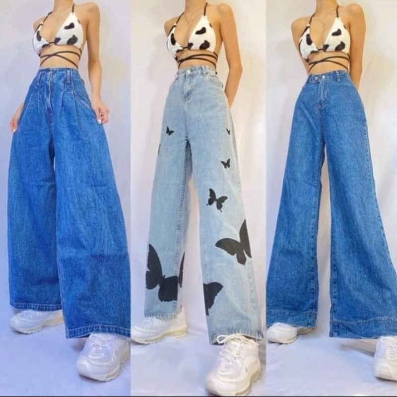 Wideleg Highwaist Denim Pants (LIVE SELLING CHECKOUT ONLY) | Shopee ...