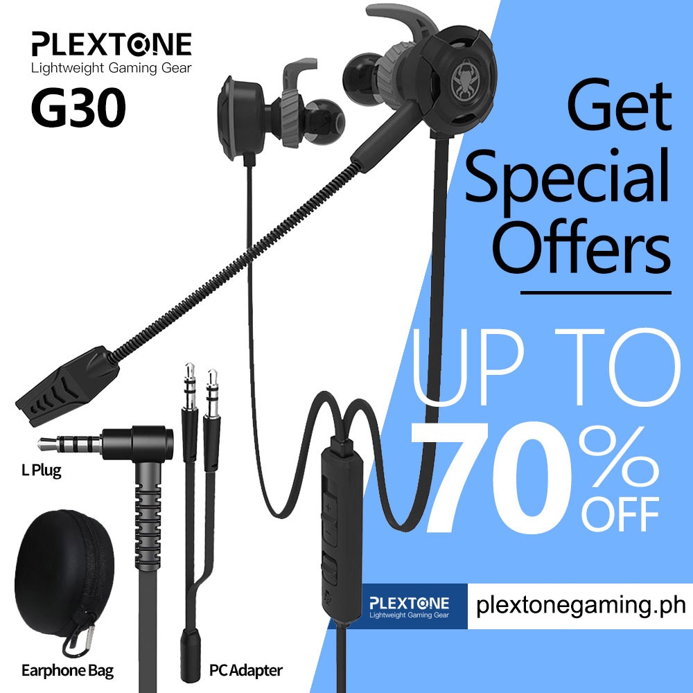 PLEXTONE G30 Gaming Headphones Bass Earbuds With Detachable Long Mic