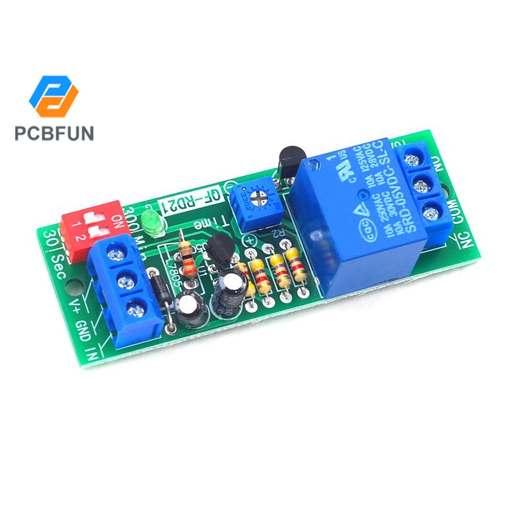 Pcbfun Dc 5V 12V 24V Adjustable Time Delay Timing Timer Relay Switch