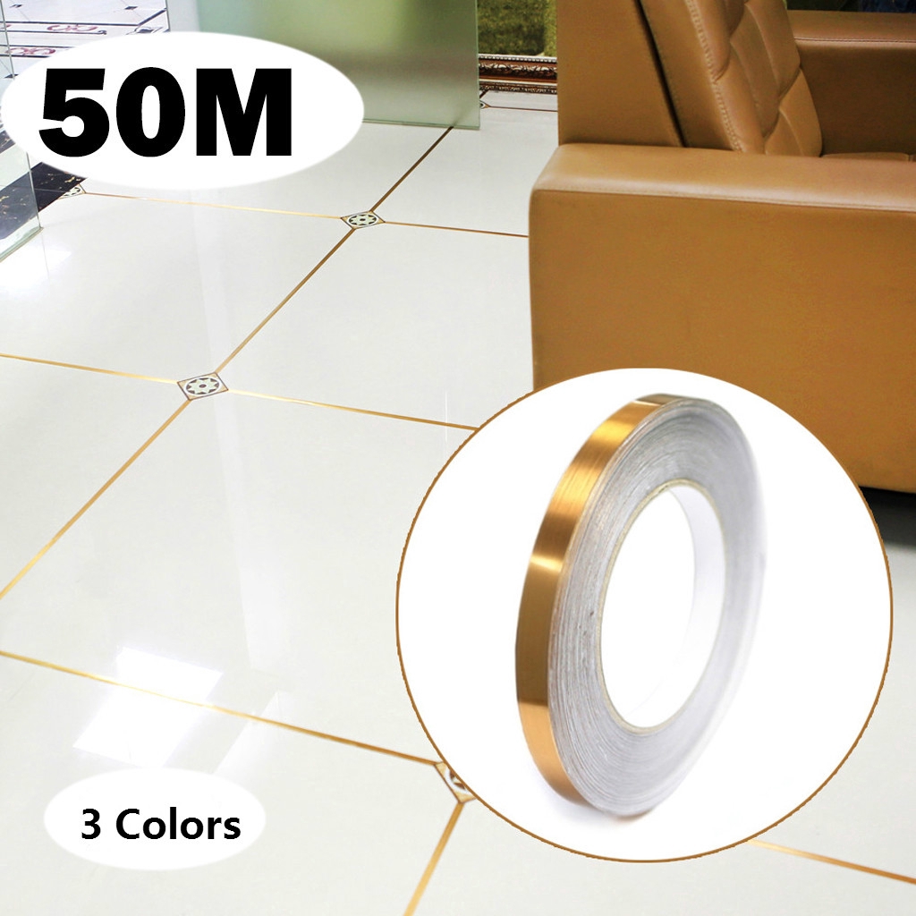 50M Waterproof Foil SelfAdhesive Ground Tile Sticker,Ceramic Tile Gaps Tape,Floor Crevice Line