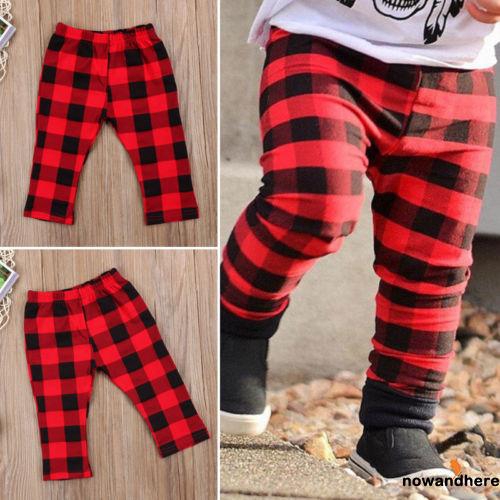 girls red plaid leggings