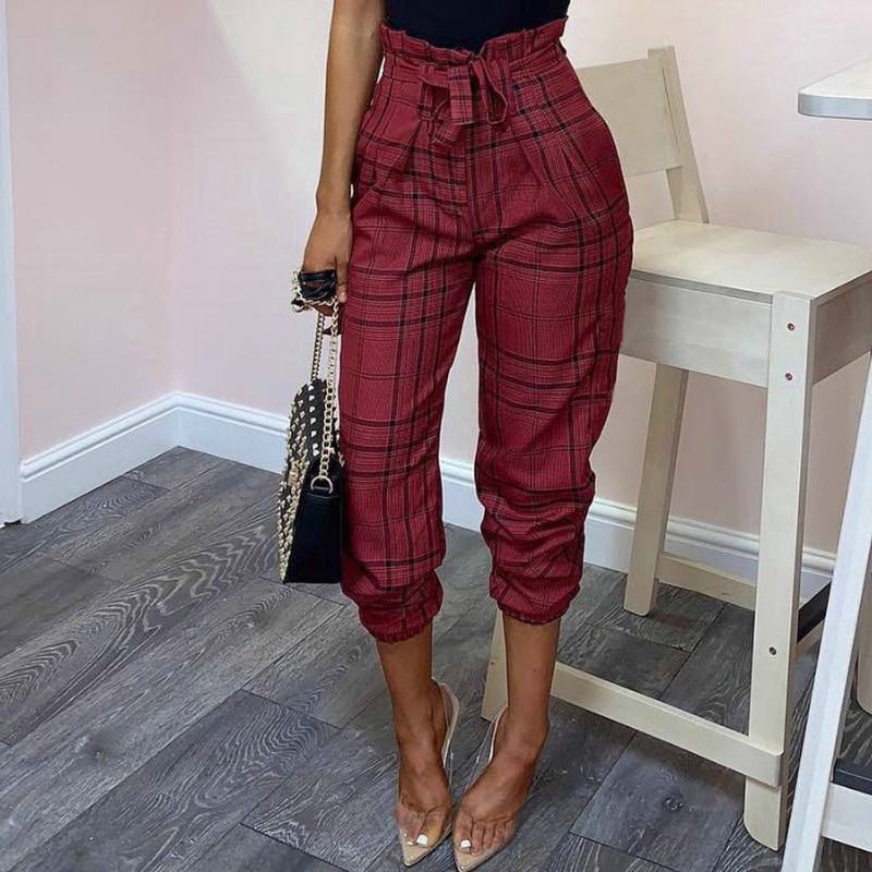 red plaid pants for women