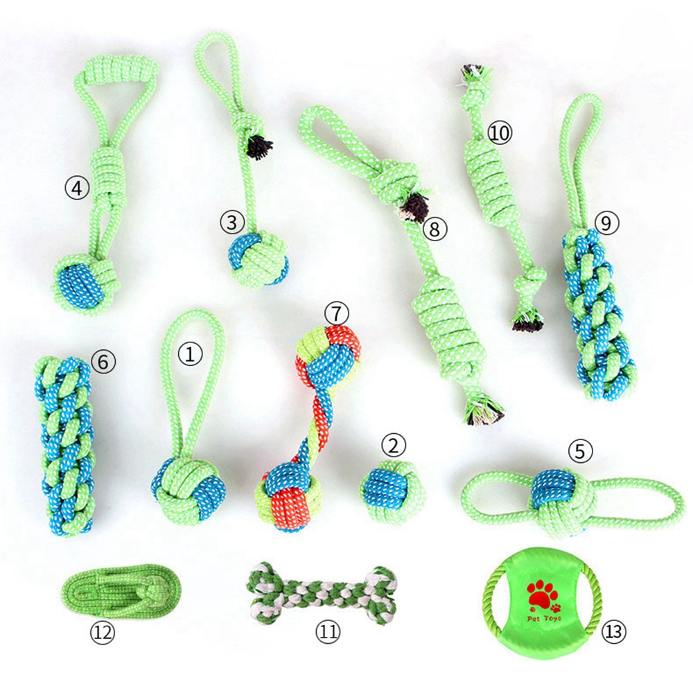 SUYOU High Quality Pet Dog Toys Green Chew Molar Toy Puppy Outdoor Traning Funny Tool Braided Ropes Durable Cotton Ball Teeth Clean Rope