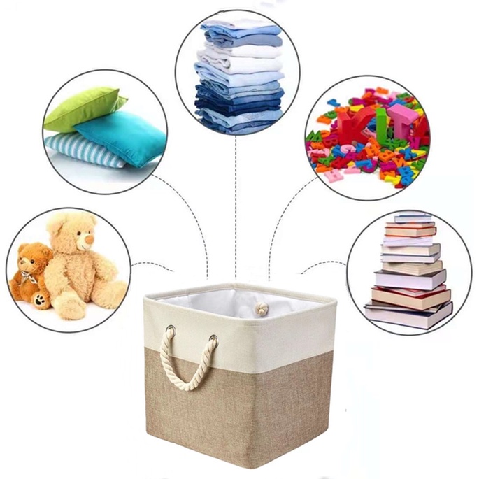 Folding Canvas Storage Box Toys Storage Basket Clothes Laundry Basket
