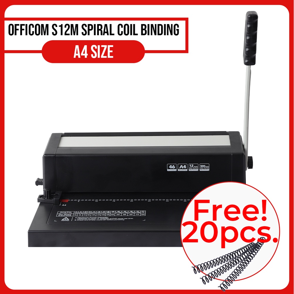 Spiral Coil Binding Machines A4 Size (S12M) with FREE 20pcs