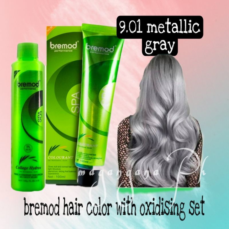 Metallic Gray 9.01 Bremod hair color with oxidising set Shopee