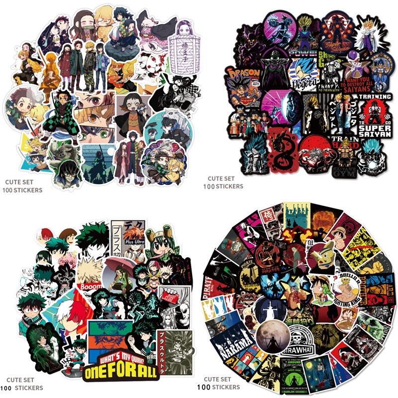 100 pcs anime stickers demon slayer one piece naruto my hero academy graffiti stickers trolley case stickers notebook stickers shopee philippines
