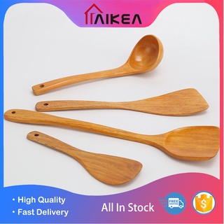 4-item kitchenwares Wooden Spatula Wooden sandok Rice Paddle Wooden Spoon Paddle Cooking Tool Aikea #1