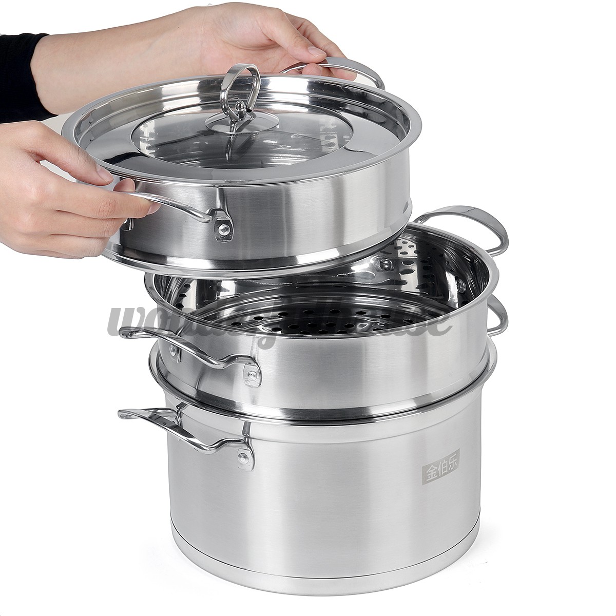 Home Stainless Steel Double Boiler and Steamer Set Soup Saint Bede 26cm threelayer rightangle