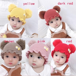 Toddler Baby Girls Boys Cartoon Print Hats With Ball Design Casual Caps Causual Headwear