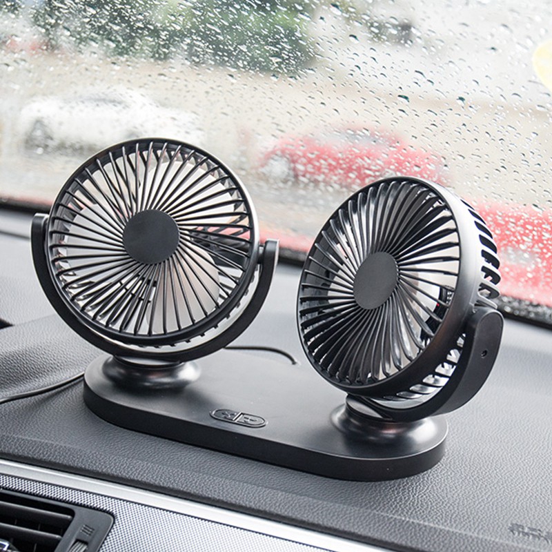Car Air Conditioning Fan Double Head Power USB Air Outlet Low Noise Mini Cooling Portable Car