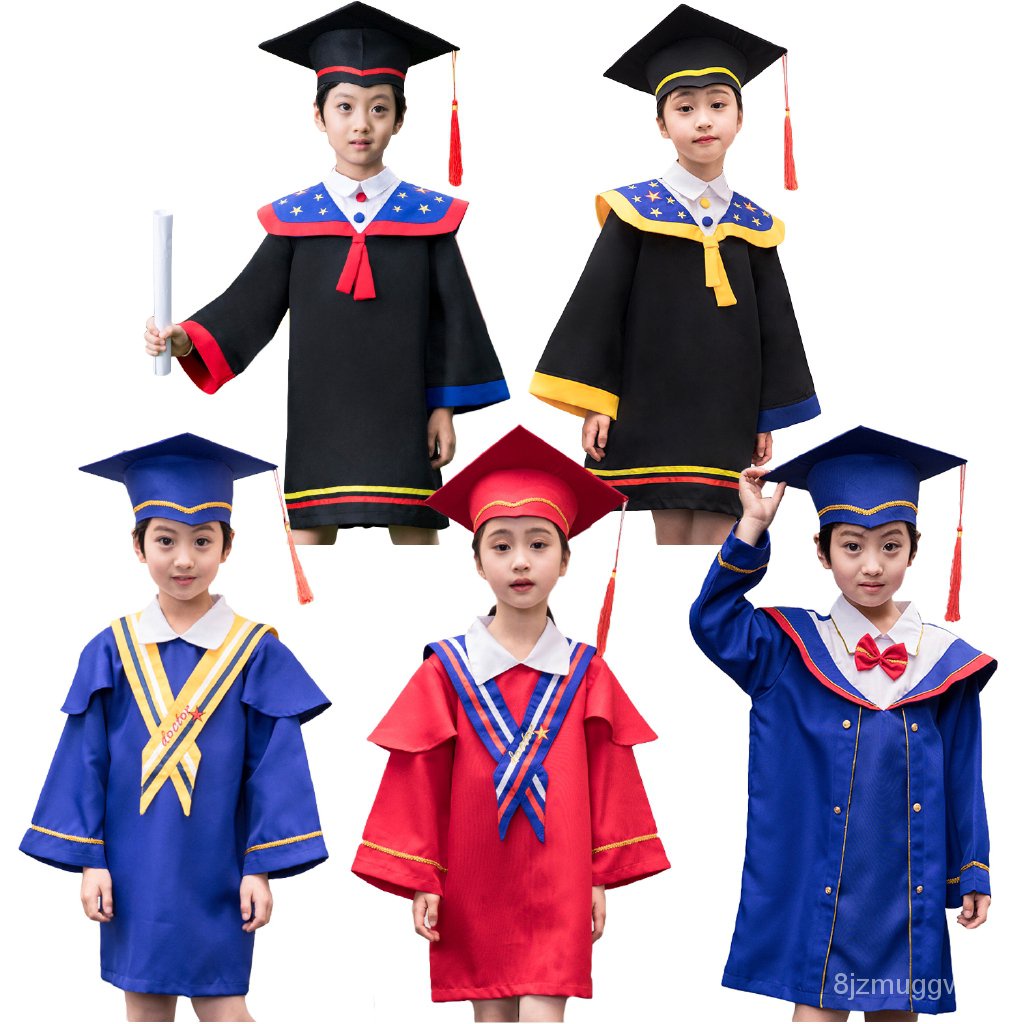 412 Years Kids Graduation Suit Boys Girls Bachelor Gown Set Cosply