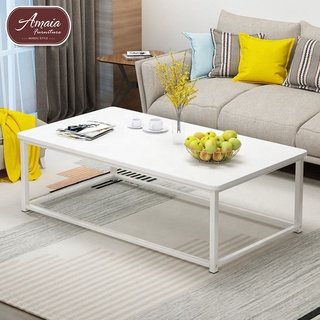 Amaia Furniture Modern Wooden Metal Coffee Table Steel Leg for Living Room