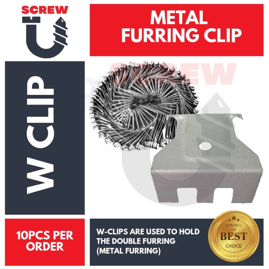 10pcs Metal Furring Clip | W-Clip | Wclip for metal furring wall clip