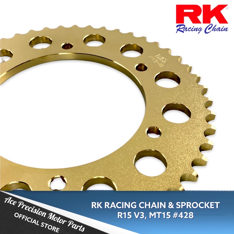 RK REAR SPROCKET ONLY R15 V3/ MT15 428 LIGHTENING HOLE GOLD SERIES