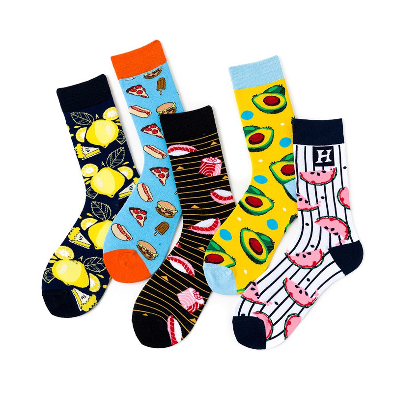 Fashion Women Men Socks Funny Fruit Design Unisex Cotton Long Sock ...