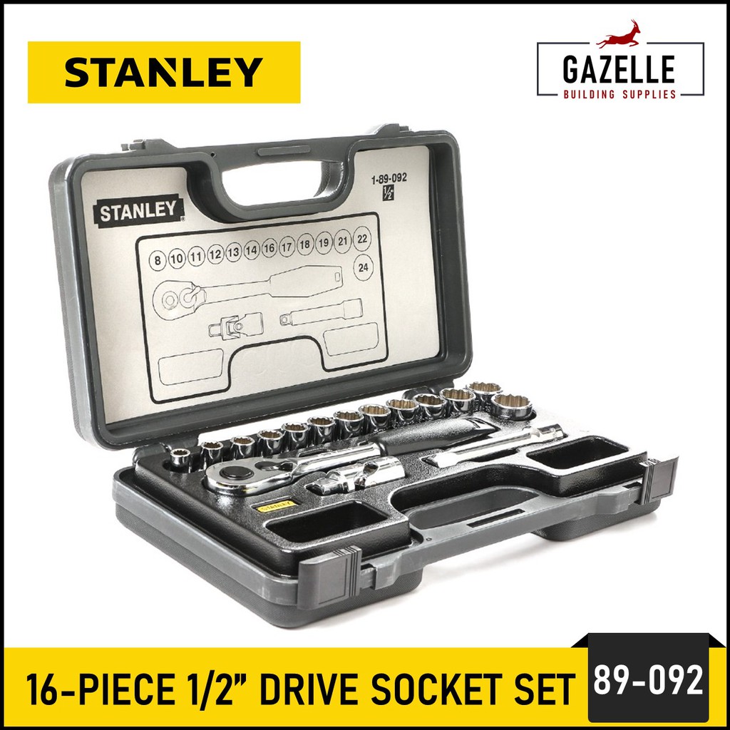 Stanley 16 Pieces 1/2" Drive Socket Wrench Set Model No. 89092 (824mm) Shopee Philippines