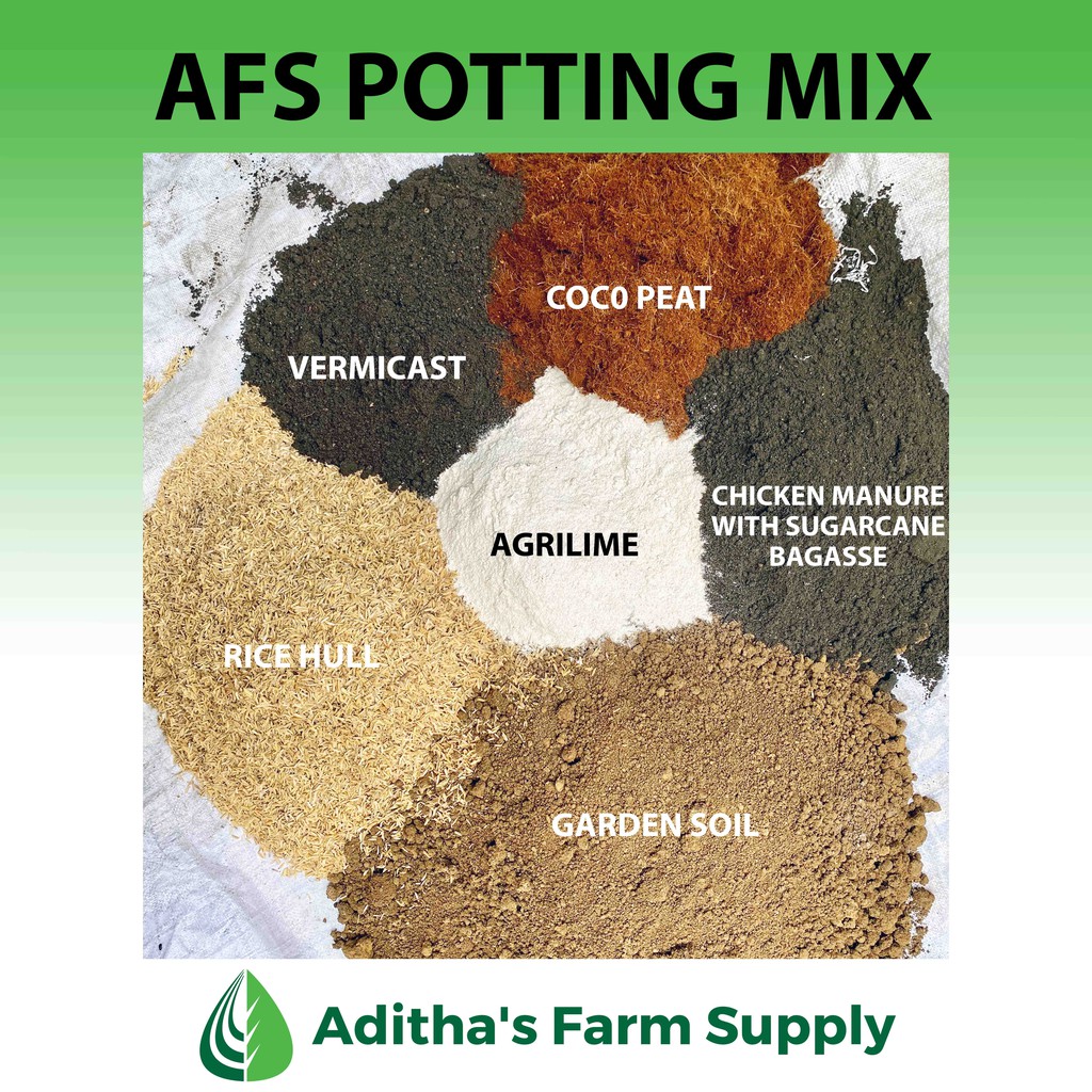 Afs Potting Mix Garden Soil Vermicast Agricultural Lime Rice Hull Coco Peat Etc 1 Kg Shopee Philippines