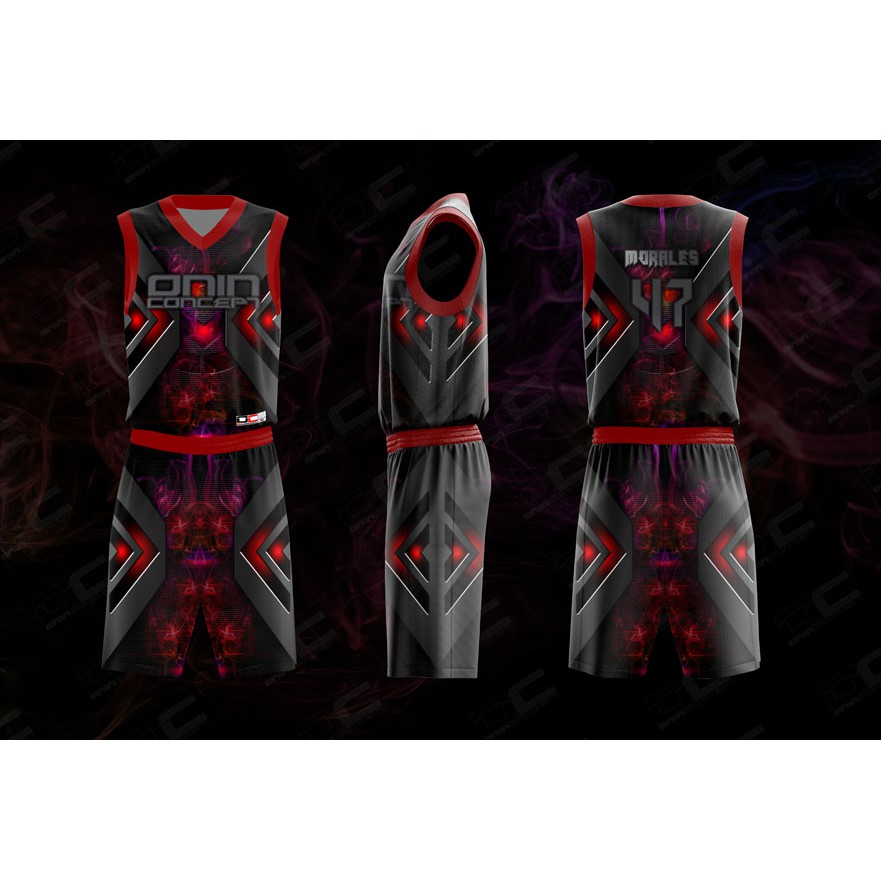 red and black basketball jersey