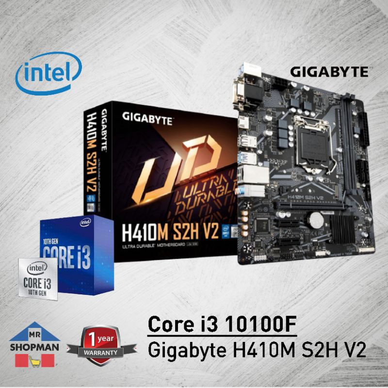 Intel i3 10100F Processor w/ Gigabyte H410M S2H V2 Motherboard Bundle