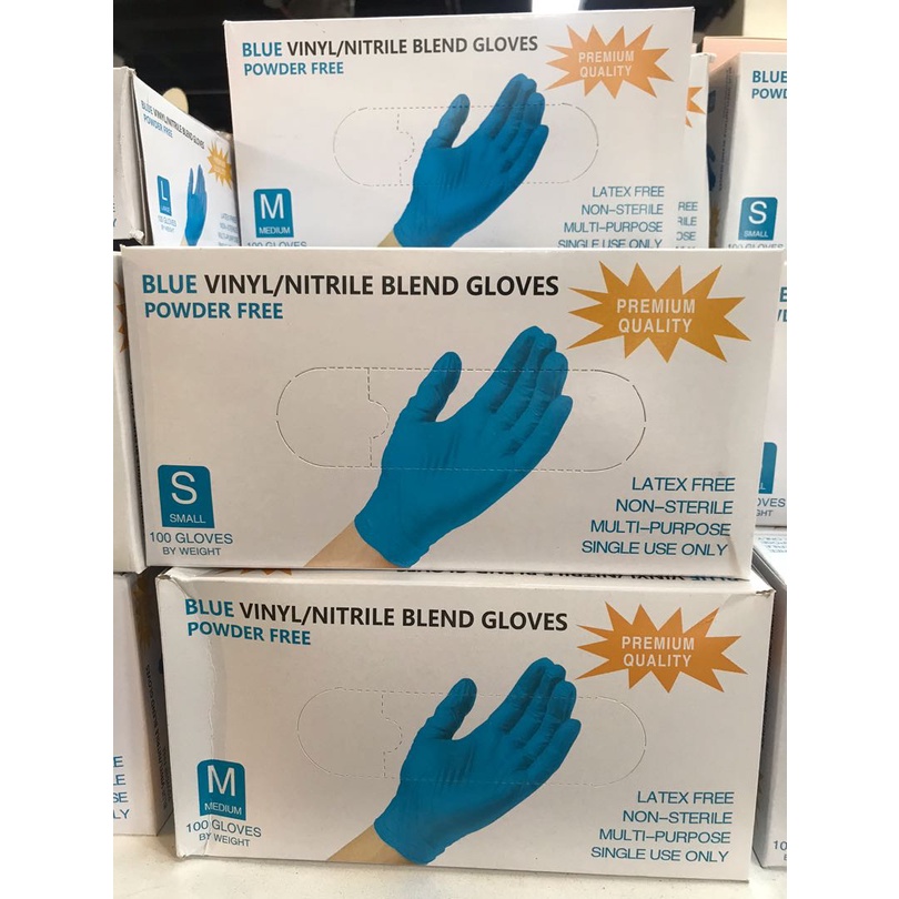 Vinyl / Nitrile Blend Disposable Gloves Blue 1 box [100 pieces