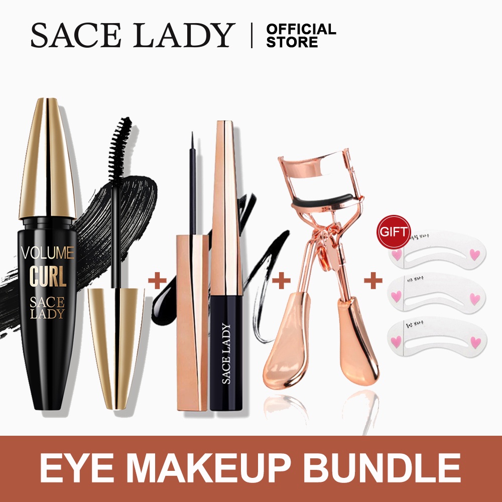 SACE LADY Eye Makeup Set Mascara+Liquid Eyeliner+Eyelash Curler Tools