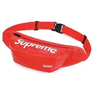 supreme fanny pack red leather
