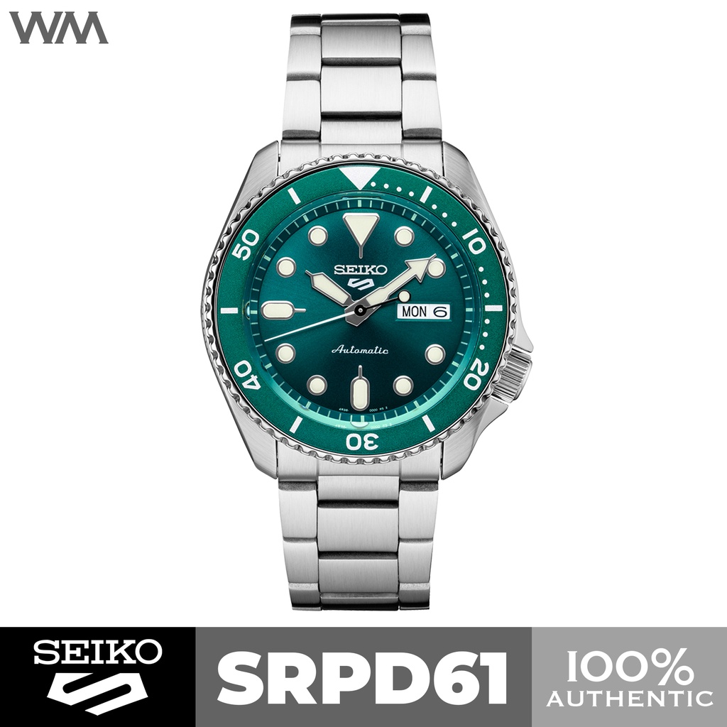 Seiko 5 Sports Green Dial Stainless Steel Automatic Watch SRPD61 | Shopee  Philippines