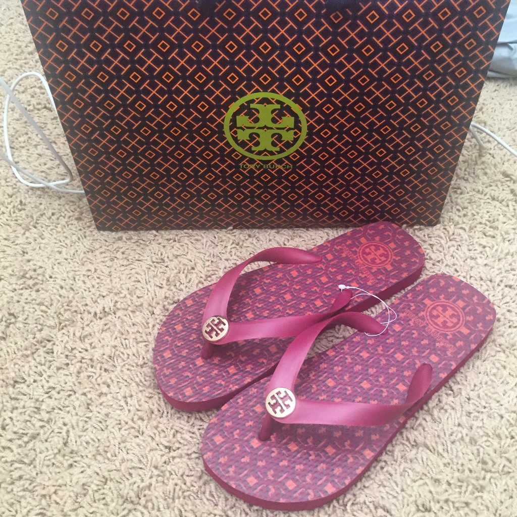 purple tory burch sandals