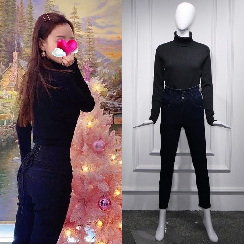 black lace blue jeans