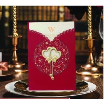 Double Heart Wedding Invitation Red Shopee Philippines