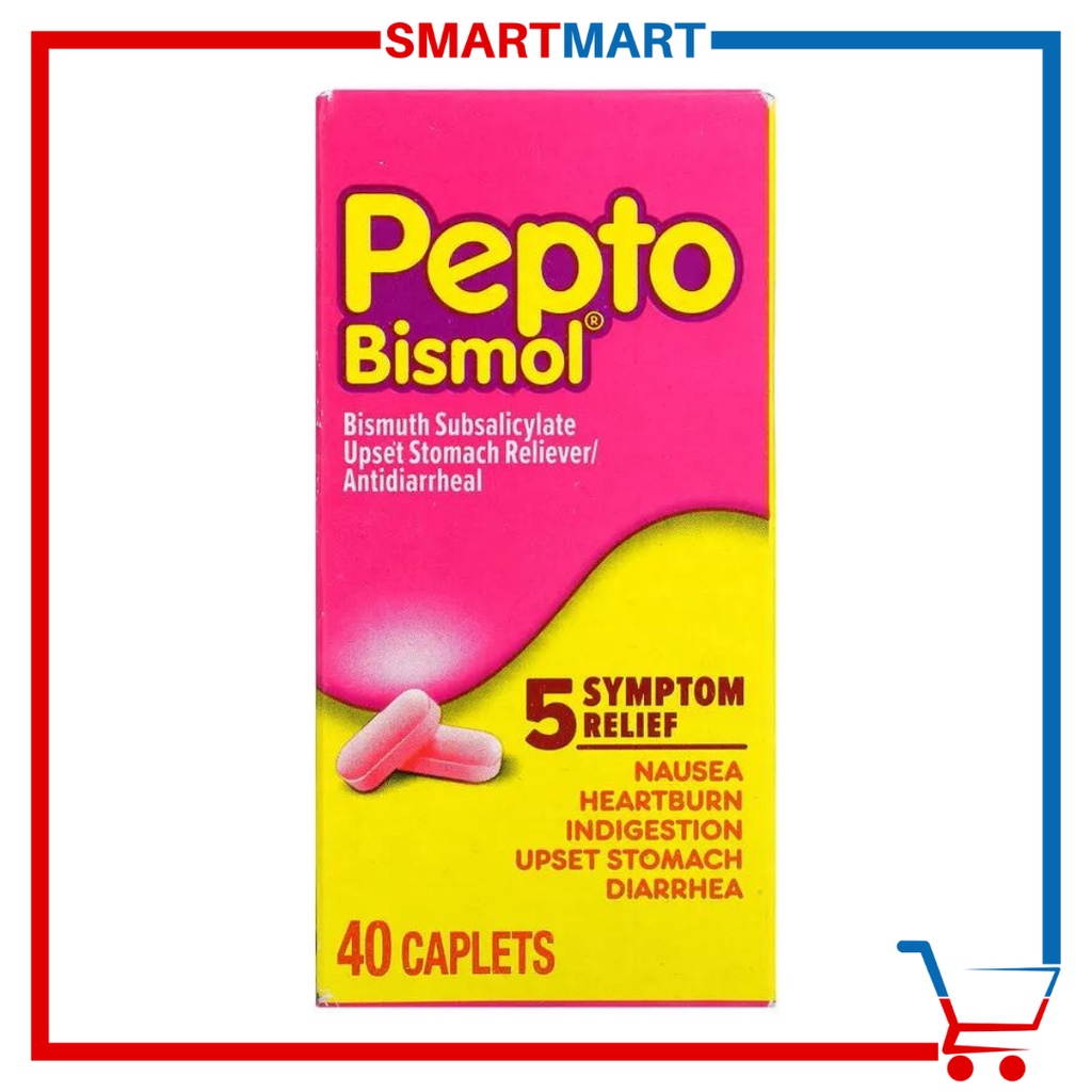 Pepto Bismol Bismuth Subsalicylate Upset Stomach Reliever Antidiarrheal 40 Caplets Shopee