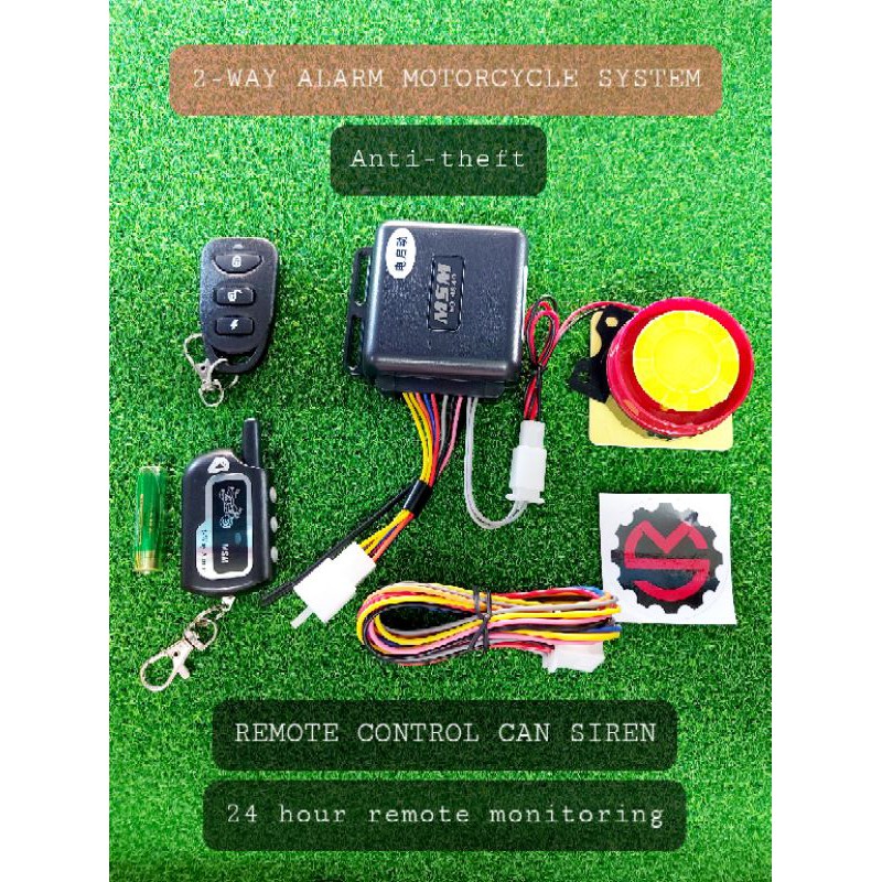 2 way alarm with remote control Motorcycle alarm system Shopee