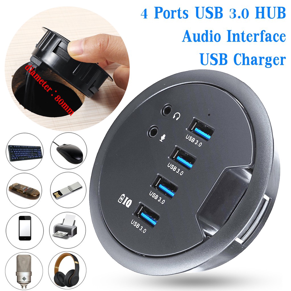 Embedded External USB HUB Stereo Sound Adapter with 75CM Cable,4 Port