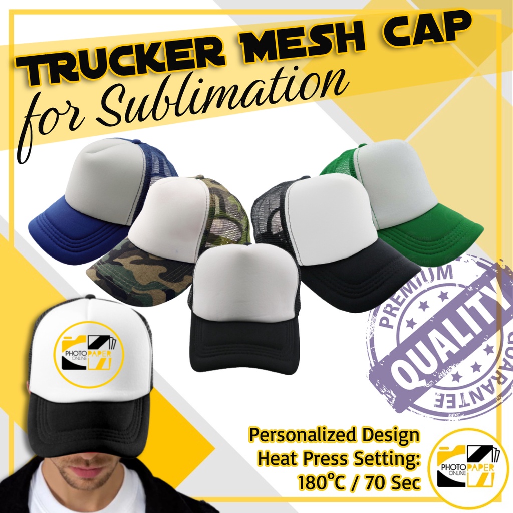 Plain Baseball Cap [Sublimation Mesh Cap  | Printing Design | Plain Trucker Mesh Cap] Personalized