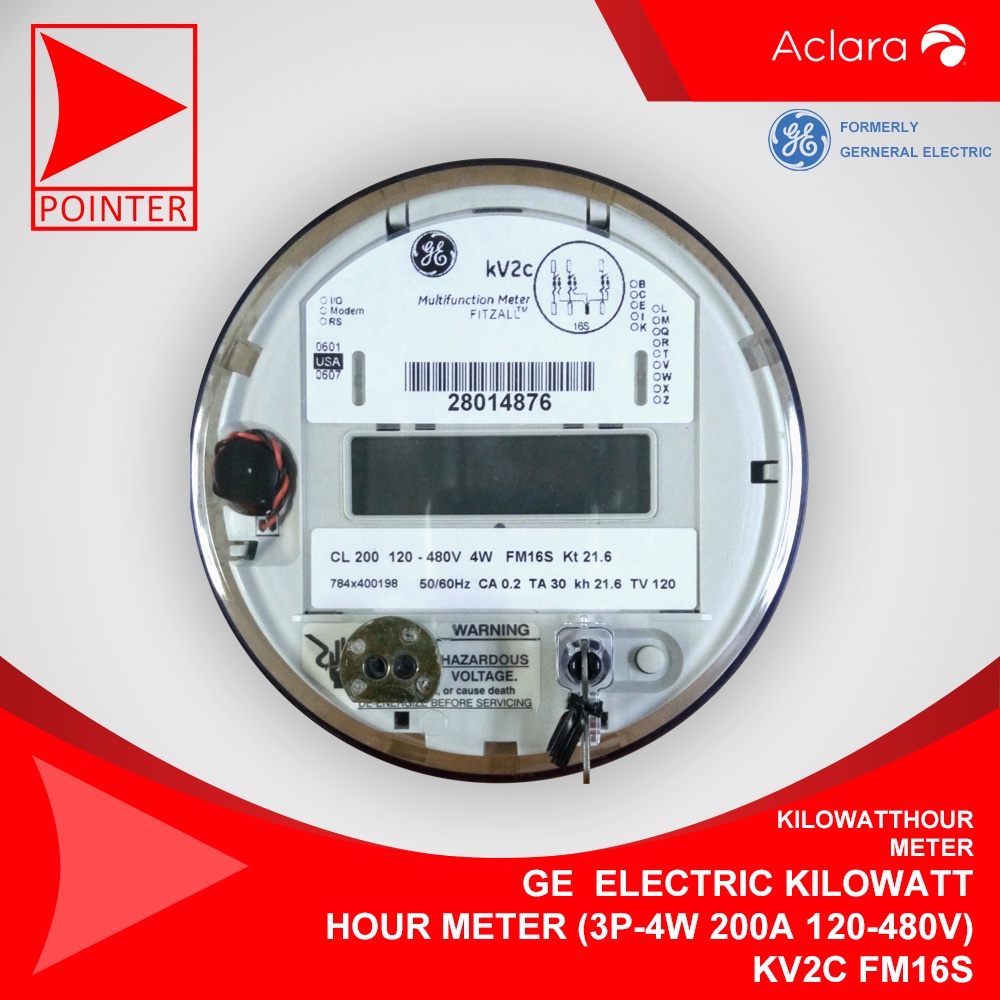 GE ELECTRIC KILOWATT HOUR METER (3P4W 200A 120480V) KV2C FM16S