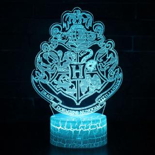 New 3D LED Night Light  Harry James Potter 3D LED Lamp 7 Color Bedroom Light